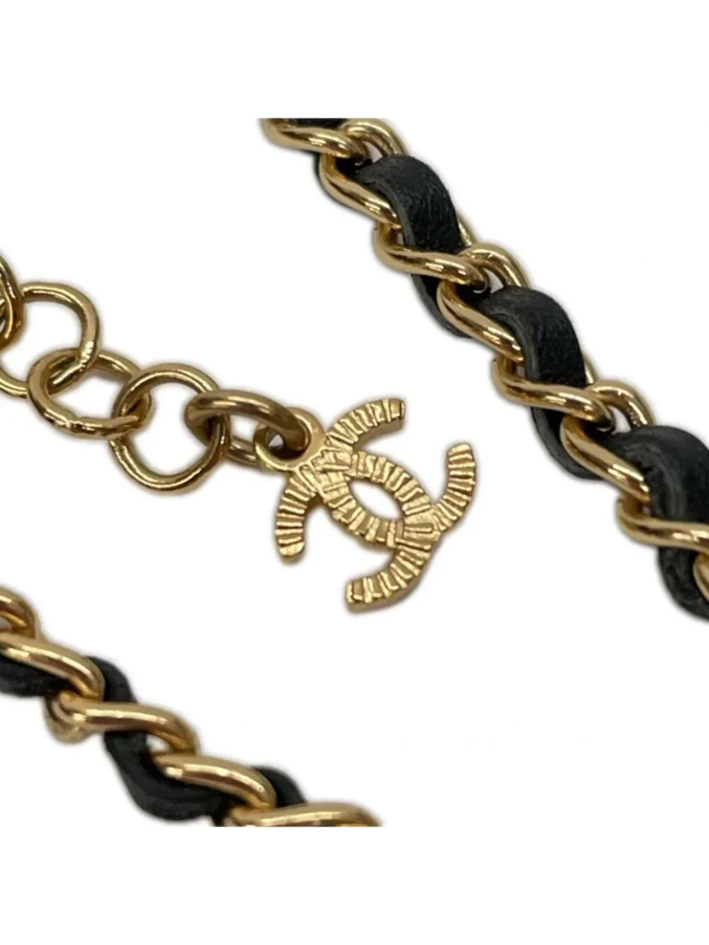 Chanel Leather Ribbon Necklace Metiers D'art Black